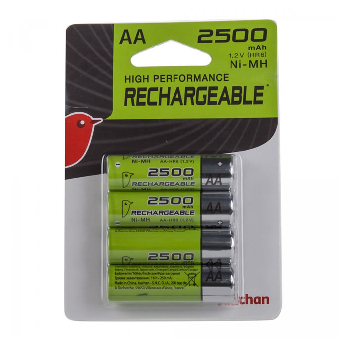 AUCHAN Piles rechargeables HR6 - type AA 2500 Mah