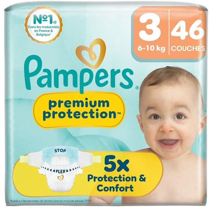 PAMPERS Premium Protection Couches taille 3 (6-10 kg)