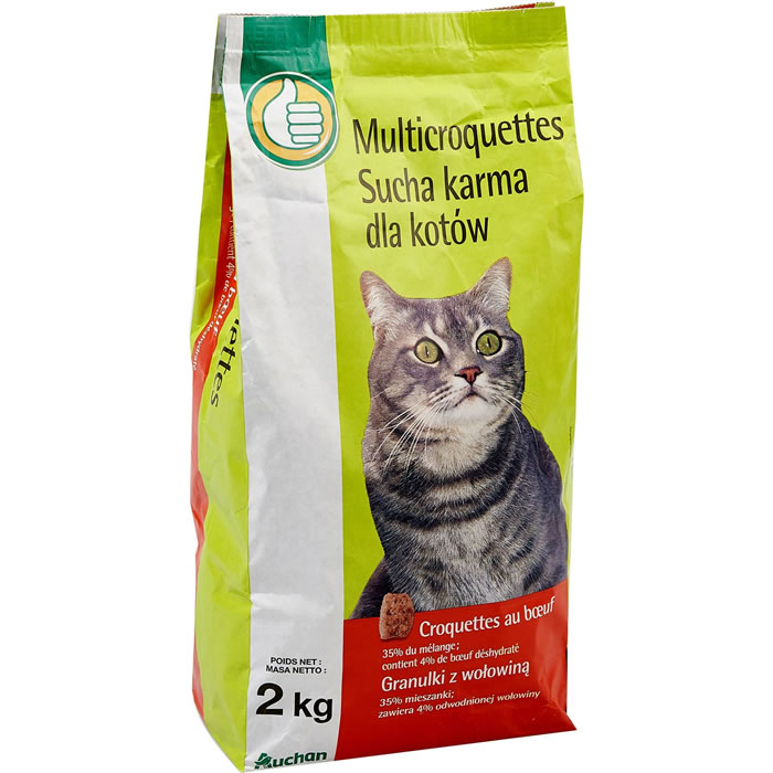 AUCHAN Multicroquettes pour chat au boeuf légumes et céréales