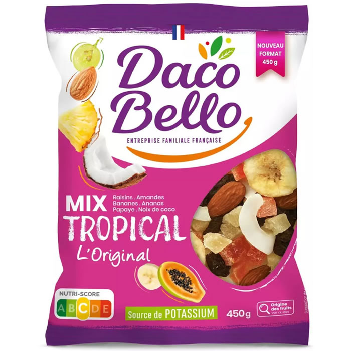 DACO BELLO Mix Tropical Mélange de raisin, amande, banane, ananas, papaye et coco