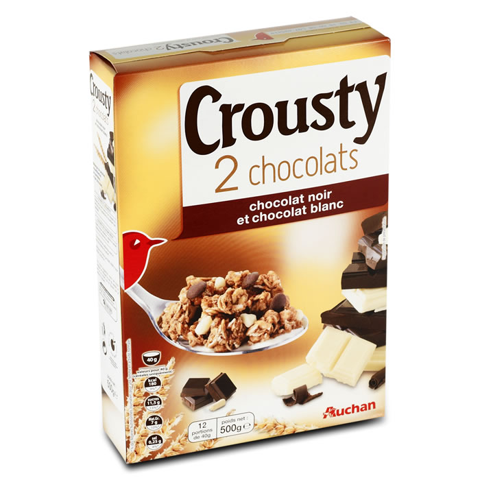 AUCHAN Crousty 2 choco Céréales au chocolat