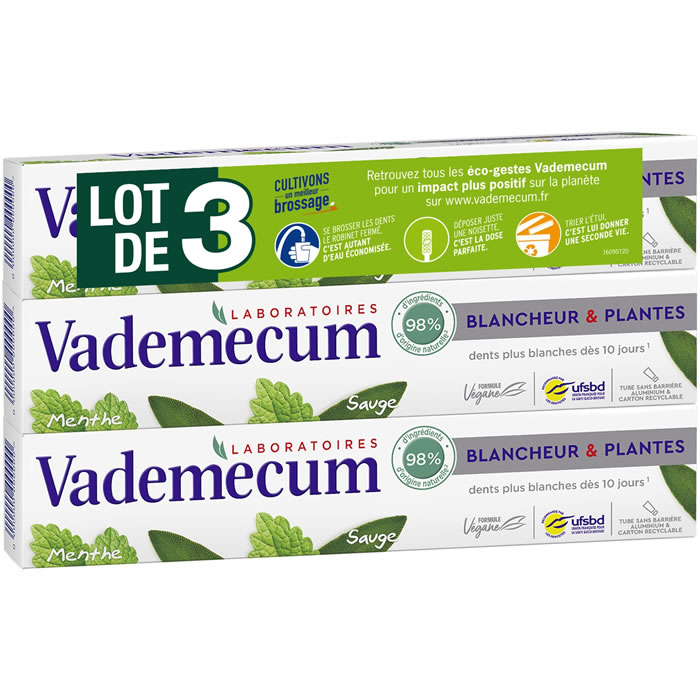 VADEMECUM Dentifrice blancheur aux extraits de sauge et menthe