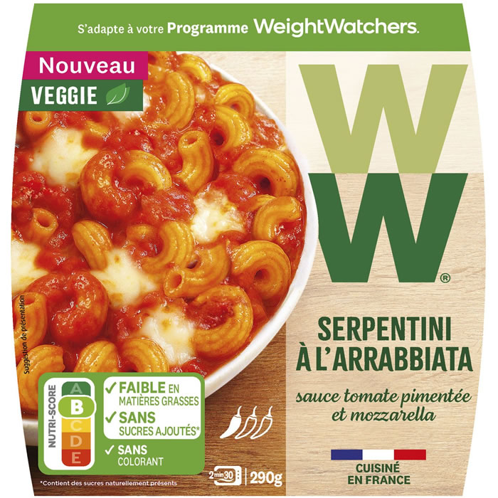 WEIGHT WATCHERS Serpentini à l'arrabbiata, tomate pimentée et mozzarella