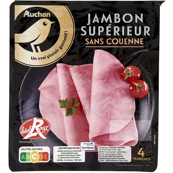 AUCHAN Gourmet Jambon supérieur label rouge