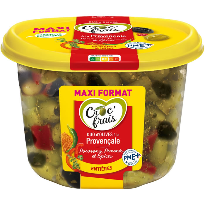 CROC' FRAIS Olives vertes et noires entières à la provençale