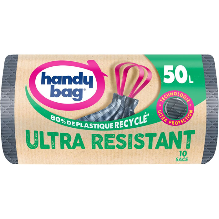 HANDY BAG Ultra Résistant Sacs poubelle à liens coulissants 50L