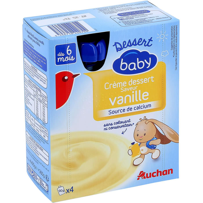 AUCHAN Baby Dessert lacté à la vanille dès 6 mois