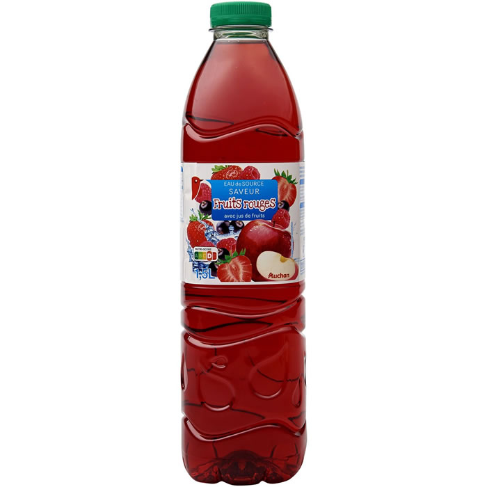 AUCHAN Boisson à l'eau de source aromatisée pomme, fruits rouges