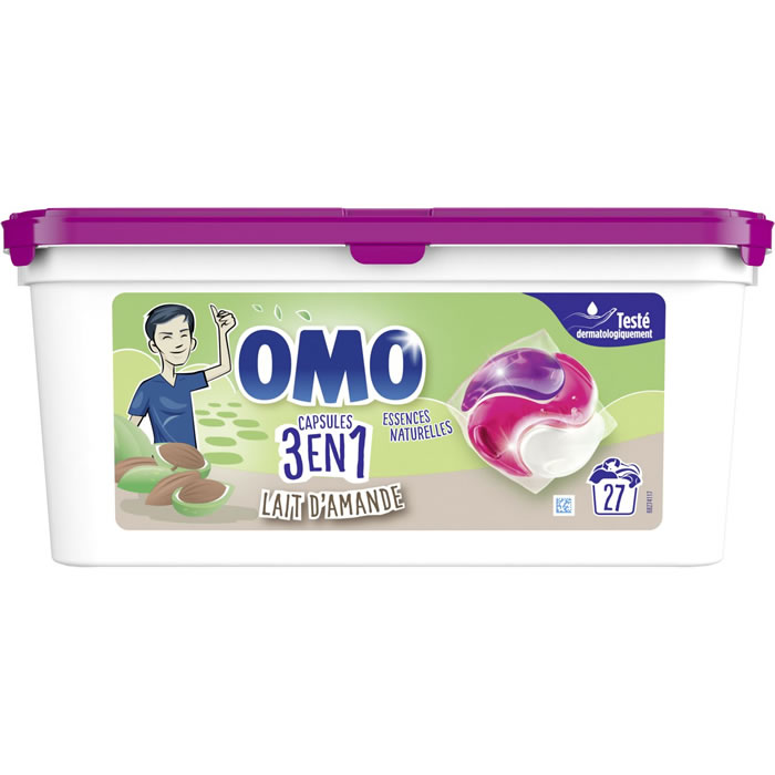OMO 3 en 1 Lessive capsules lait d'amande