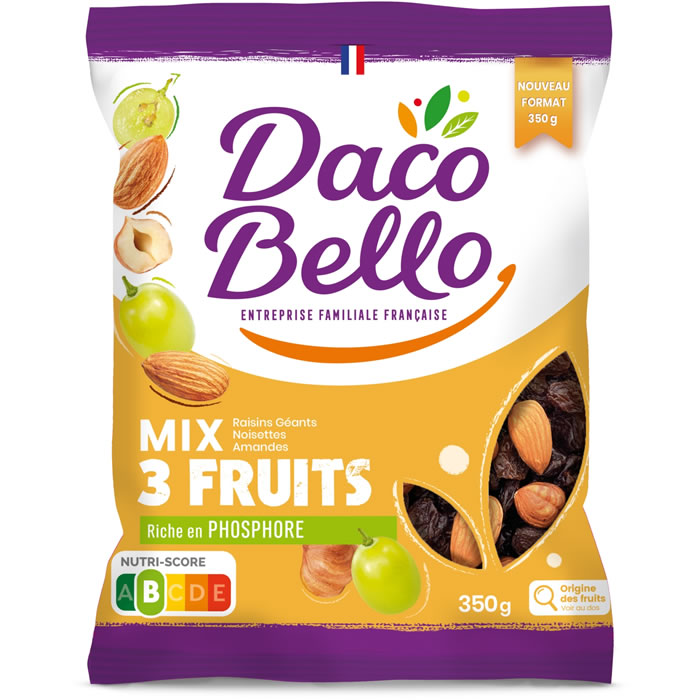 DACO BELLO Mix 3 Fruits Mélanges raisins, noisettes et amandes
