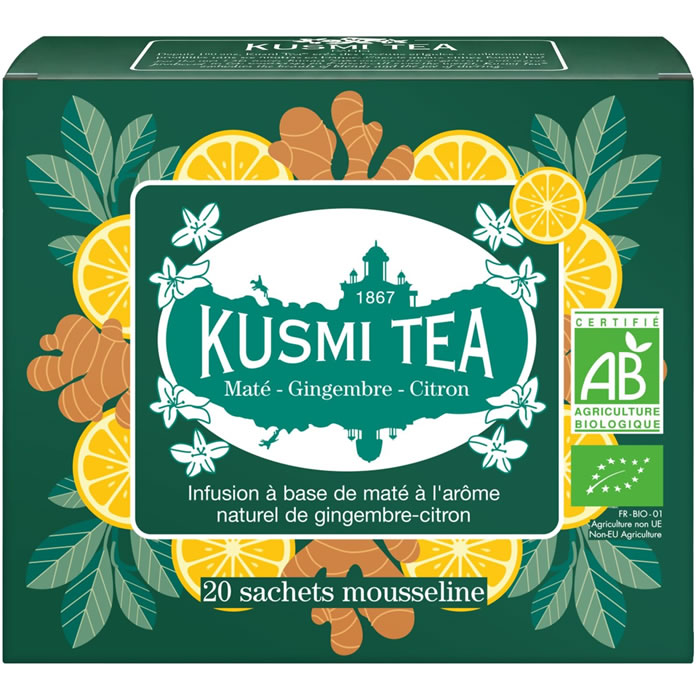 KUSMI TEA Infusion au maté, gingembre et citron bio