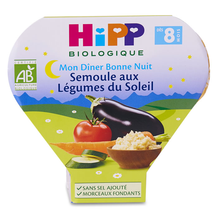 HIPP Bonne Nuit Semoule aux légumes du soleil bio dès 8 mois