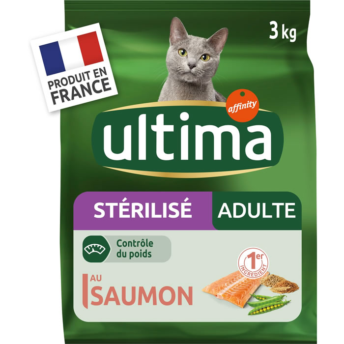 ULTIMA Croquettes au saumon et orge pour chat adulte stérilisé