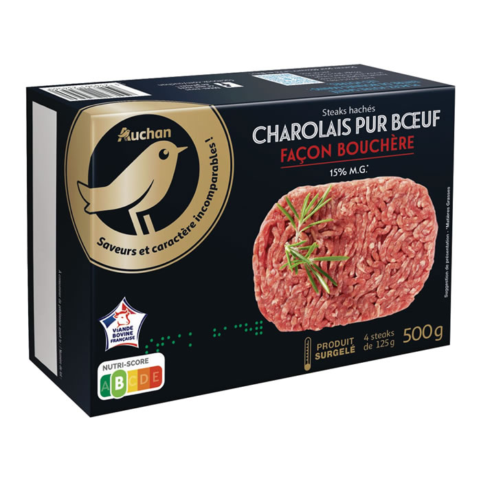 AUCHAN Gourmet Steaks hachés 15% M.G