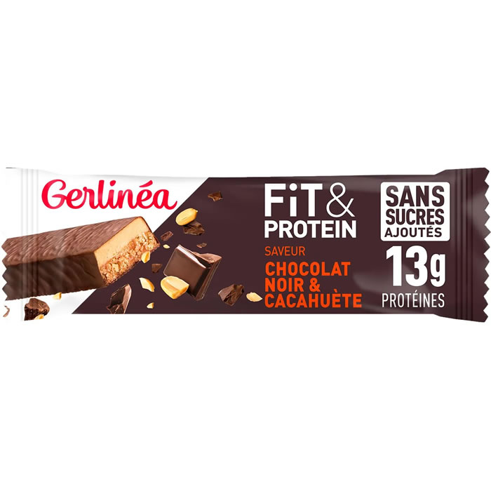 GERLINEA Fit & Protein Barre protéinée au chocolat noir et cacahuètes
