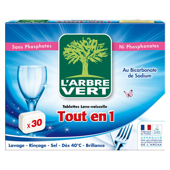 L'ARBRE VERT Tout-En-1 Tablettes lave-vaisselle brillance