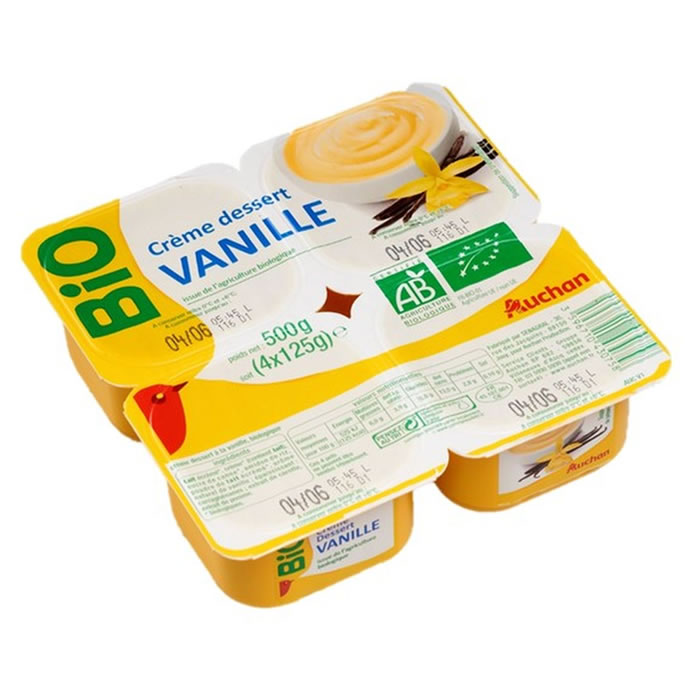 AUCHAN Crème dessert à la vanille bio