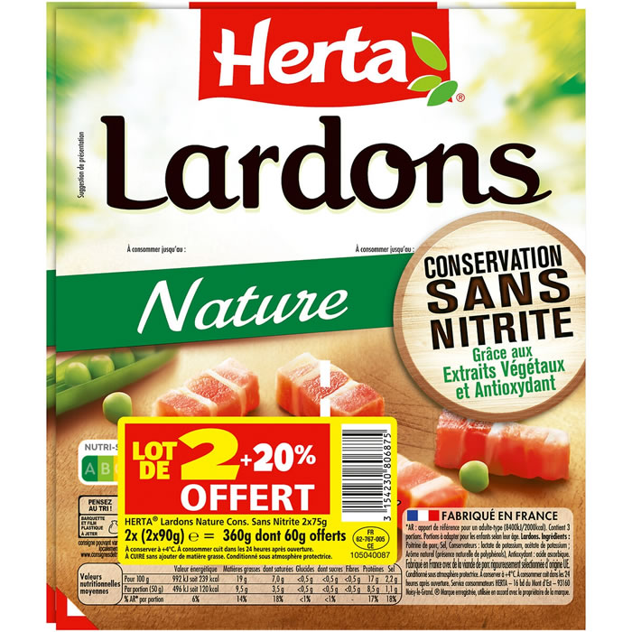 HERTA Lardons nature sans nitrite