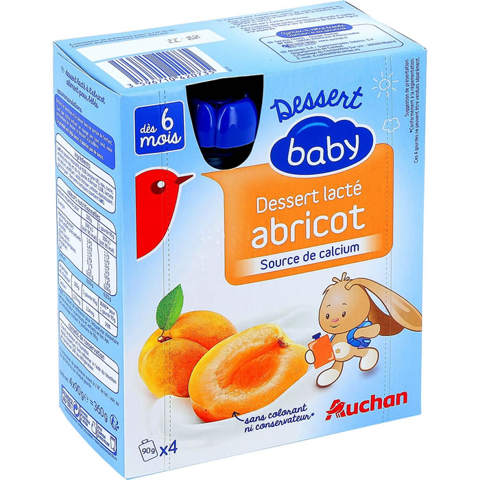 AUCHAN Baby Dessert lacté à l'abricot dès 6 mois