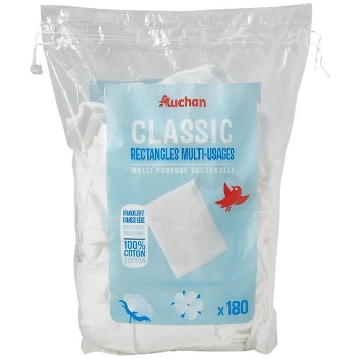 AUCHAN Cotons rectangles à démaquiller