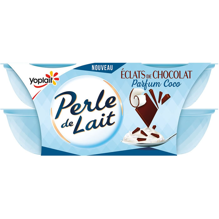 YOPLAIT Perle de Lait Yaourts sucrés aromatisés coco et éclats de chocolat