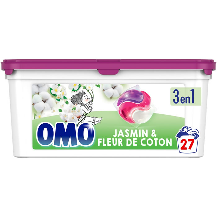 OMO : 3 en 1 - Lessive capsules jasmin et fleur de coton - chronodrive