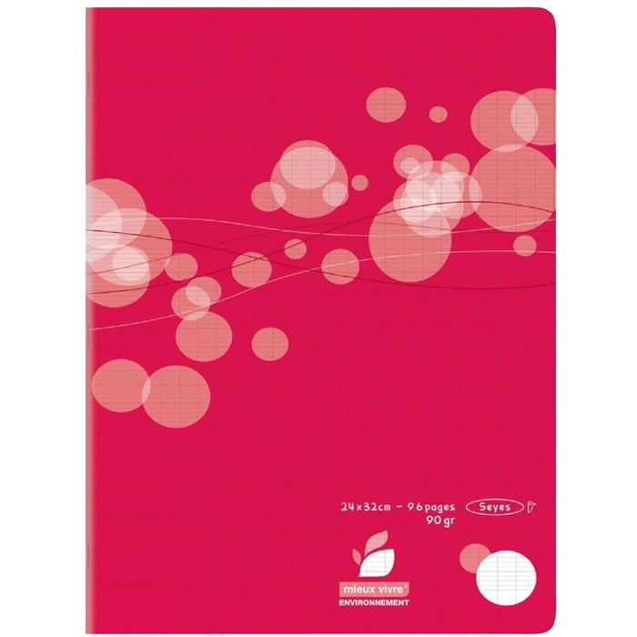 AUCHAN Mieux Vivre Cahier piqure 24 x 32 cm grands carreaux 96 pages