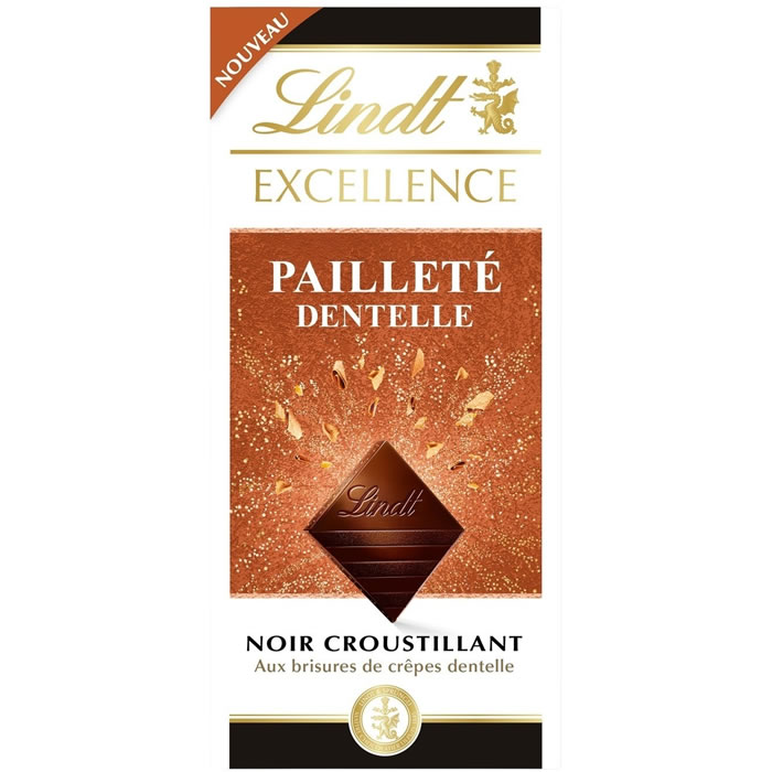 LINDT Excellence Tablette de chocolat noir à la feuillantine