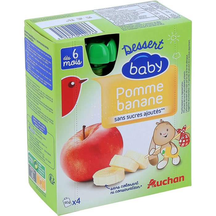AUCHAN Baby Gourde purée pomme banane dès 6 mois