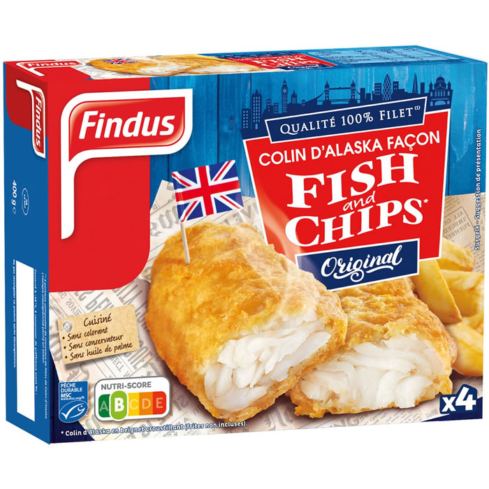 FINDUS 100% Filet Filets de colin d'Alaska façon fish & chips