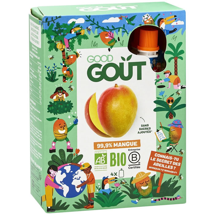 Good Gout Kidz - Purée de mangue Bio sans sucre ajouté (4x90g) commandez en  ligne avec Flink !