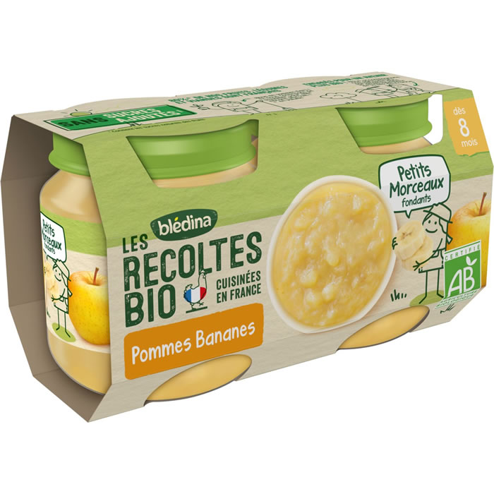 BLEDINA Les Récoltes Bio Pommes et bananes bio dès 8 mois