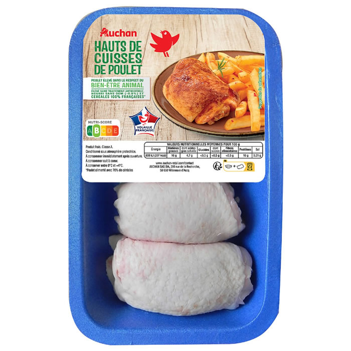 AUCHAN Hauts de cuisses de poulet blanc