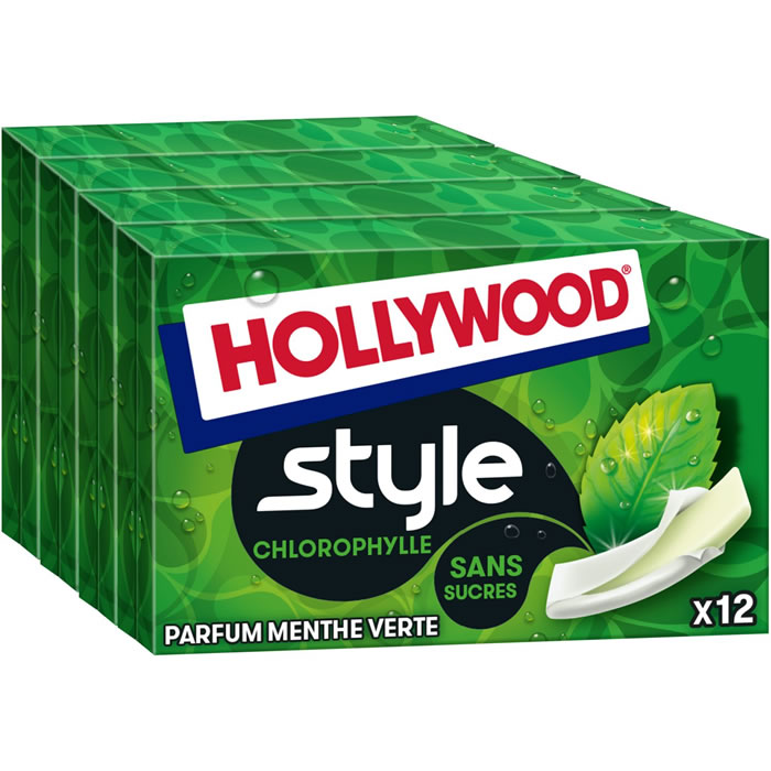 HOLLYWOOD Style Chewing-gum à la menthe verte et chlorophylle sans sucres
