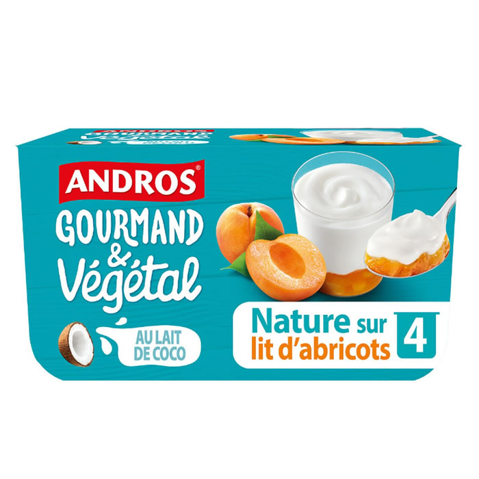 ANDROS Gourmand & Végétal Dessert brassé nature sur lit d'abricots au lait de coco