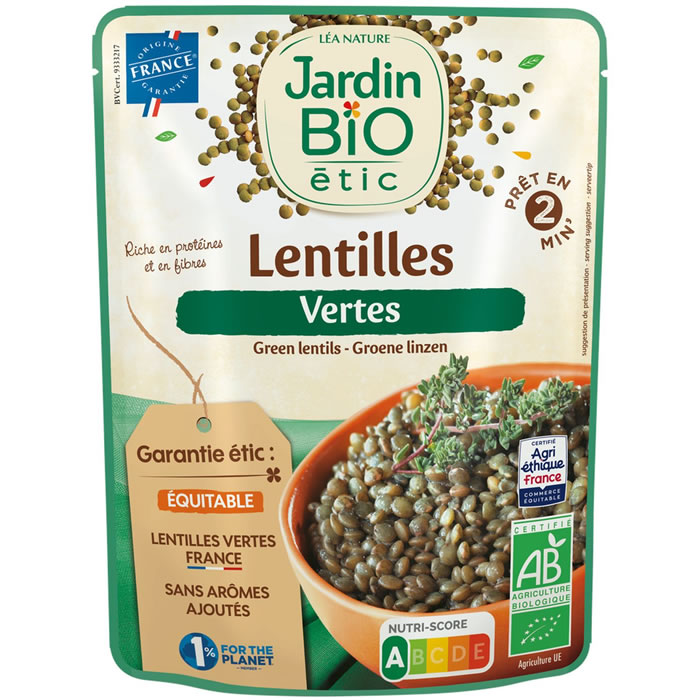 JARDIN BIO Étic Lentilles vertes micro-ondes bio
