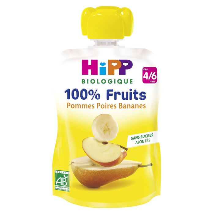HIPP 100% Fruits Dessert pomme, poire et banane bio dès 4 mois