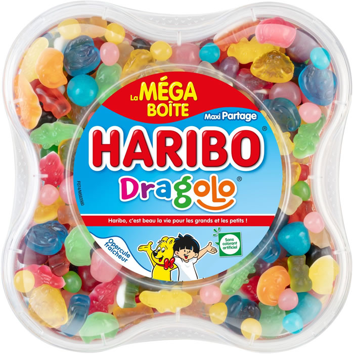 HARIBO Dragolo Assortiment de bonbons gélifiés et dragéifiés aromatisés