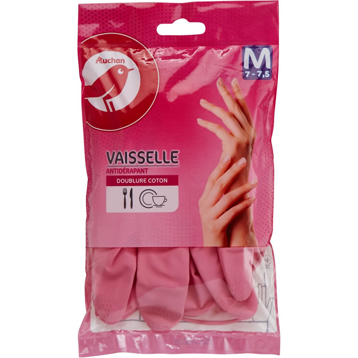 AUCHAN Gants vaisselle réutilisables taille M