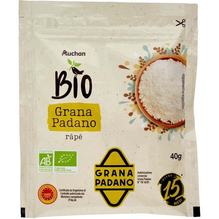AUCHAN Tavola In Italia Grana Padano râpé AOP bio