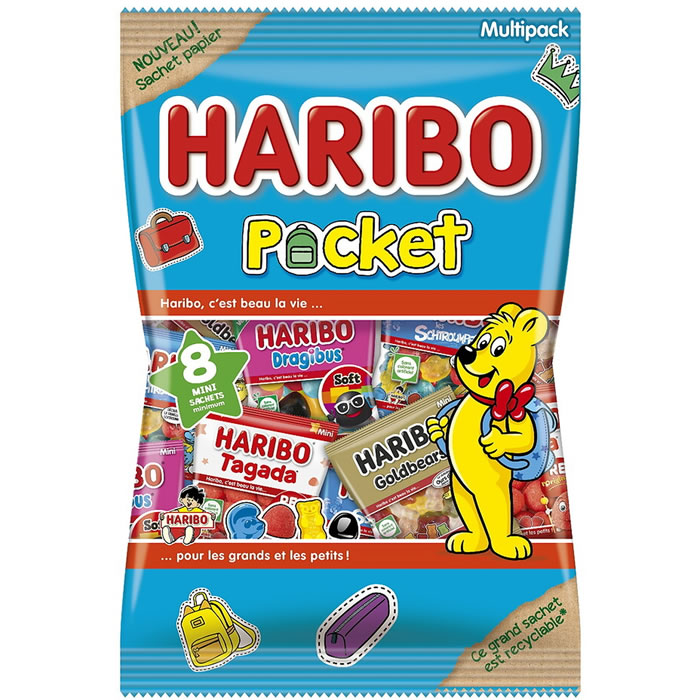 HARIBO Pocket Assortiment de bonbons individuels