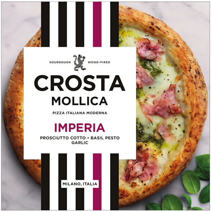 CROSTA & MOLLICA Pizza imperia jambon, crème à l'ail et pesto au basilic
