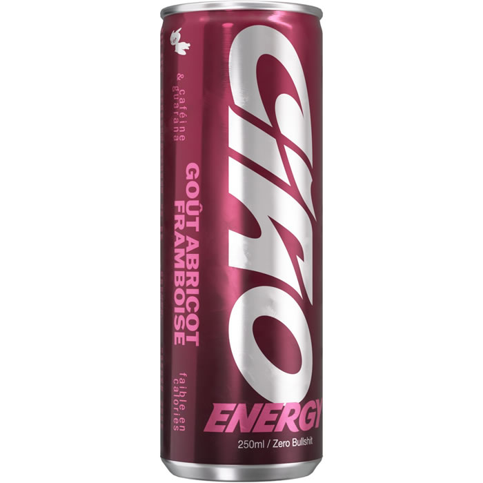 CIAO Squeezie Boisson énergisante gazeuse saveur abricot et framboise