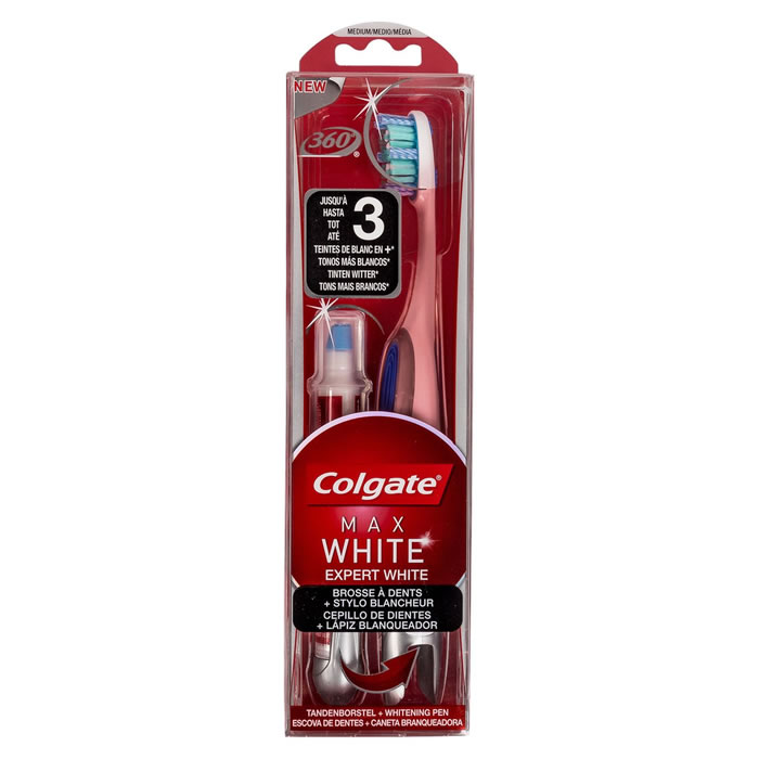 COLGATE Max White Brosse à dents médium avec stylo blancheur