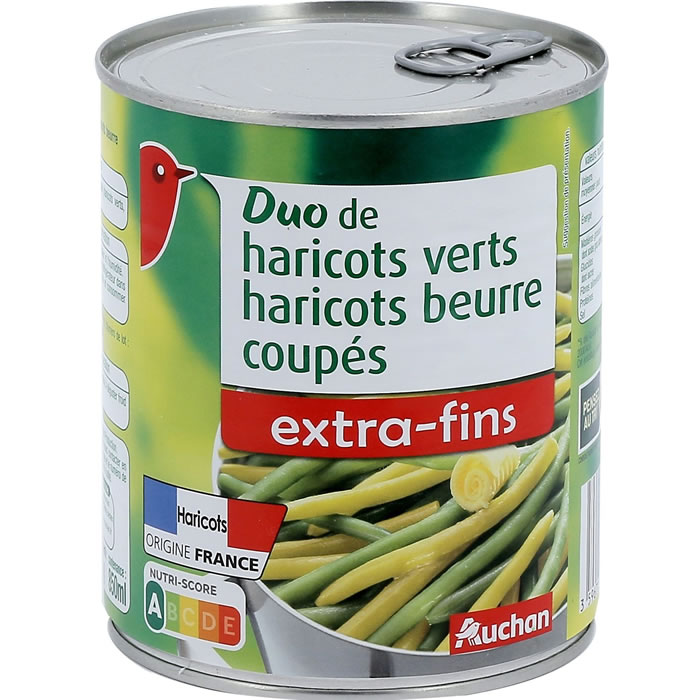 AUCHAN Duo Haricots verts et haricots beurre extra-fins