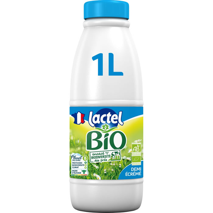 LACTEL Lait demi-écrémé 1,5% M.G UHT bio