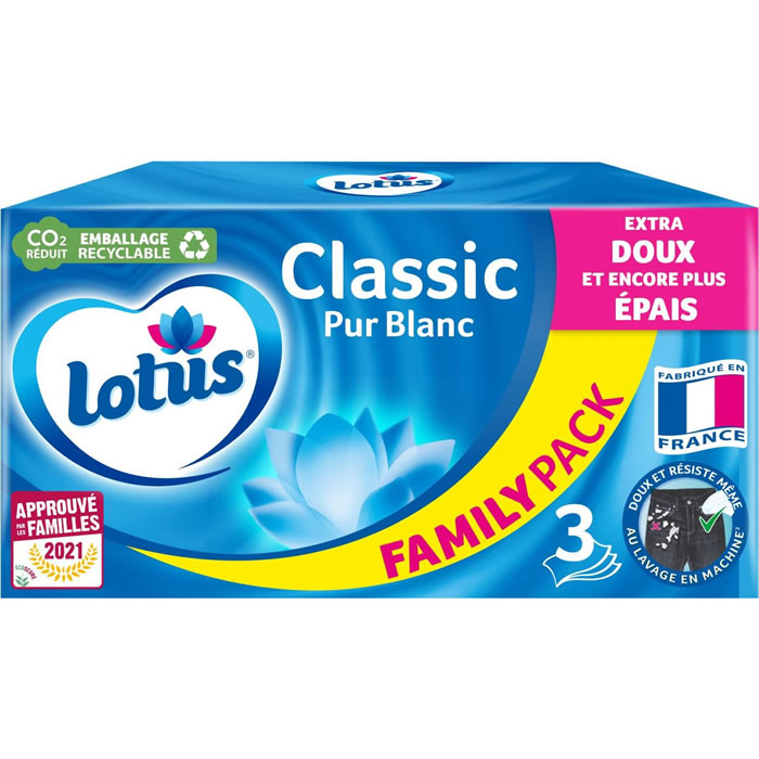 LOTUS Family pack Mouchoirs boîte pur blanc