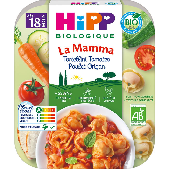 HIPP La Mamma Tortellini à la tomates, poulet et origan dès 18 mois bio