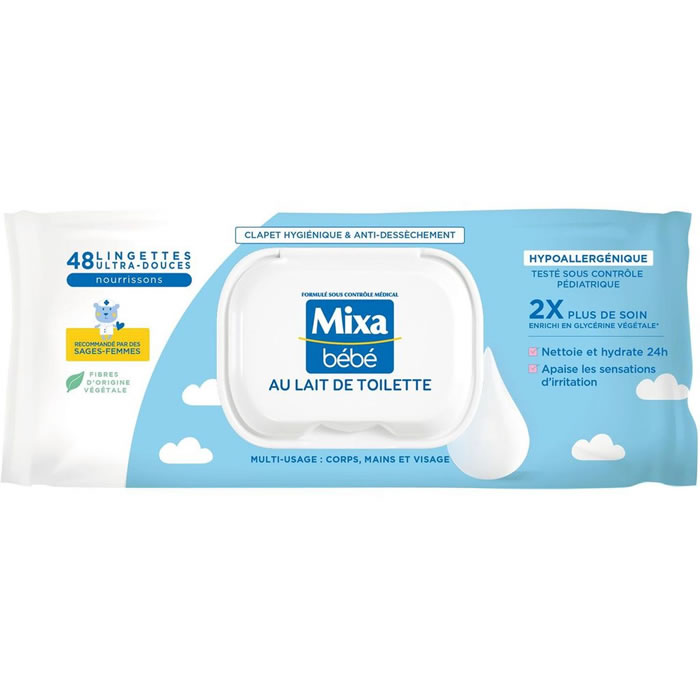 MIXA Bébé Lingettes nettoyantes au lait de toilette