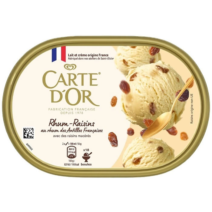 CARTE D'OR Crème glacée au rhum et aux raisins